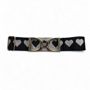 NWT Luxequine Black & Metallic Gold Heart Equestrian Belt w/ Gold Buckle